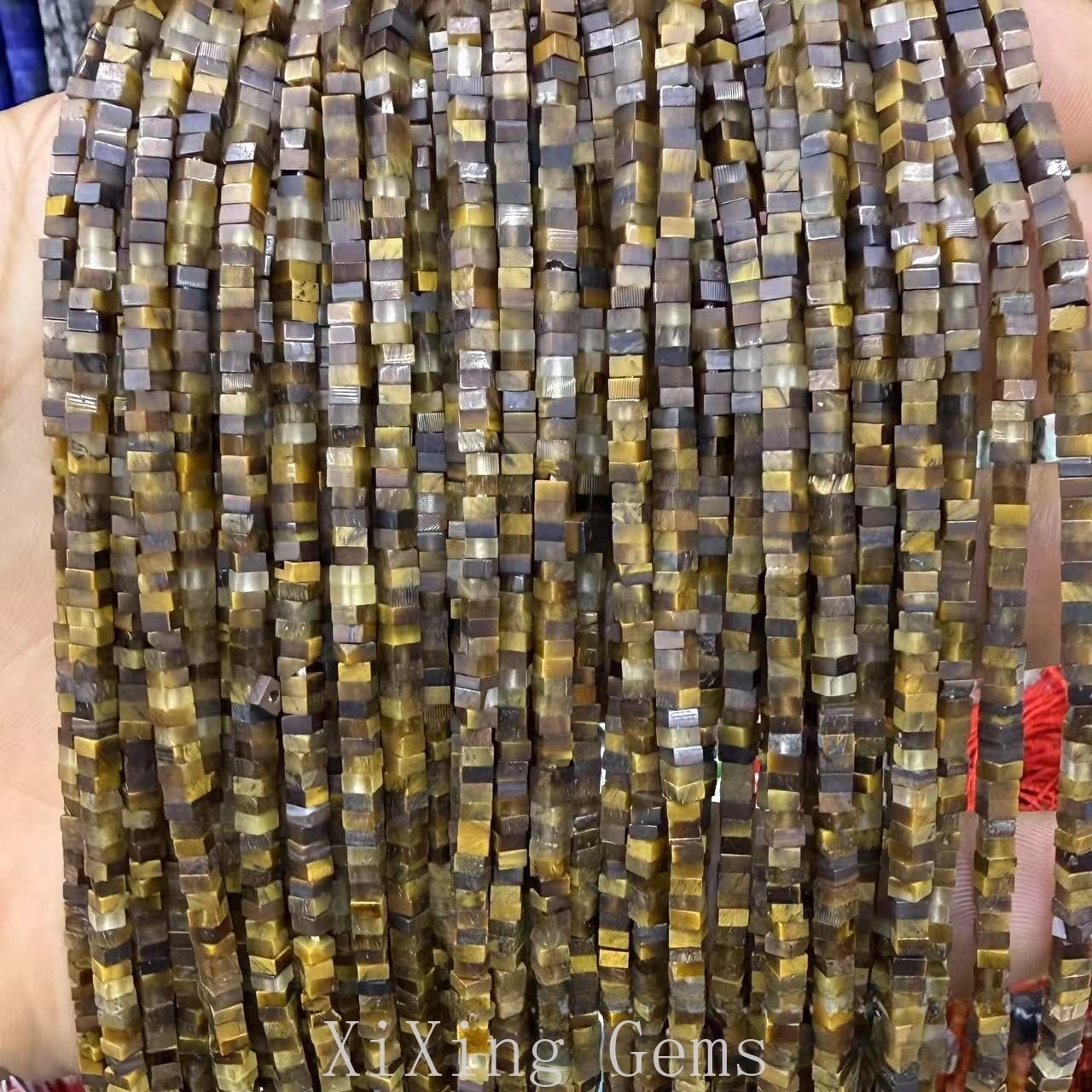1x2mm Natural Tiger’s Eye Flat Square Disc Spacer Beads for Jewelry Making DIY