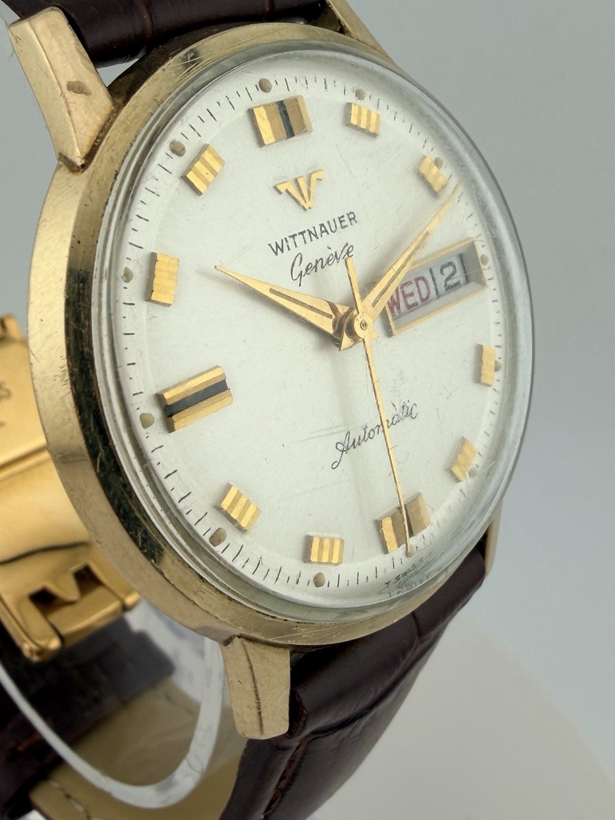 Vintage Wittnauer Genève Automatic Day Date Men’s 10K Gold Filled Watch