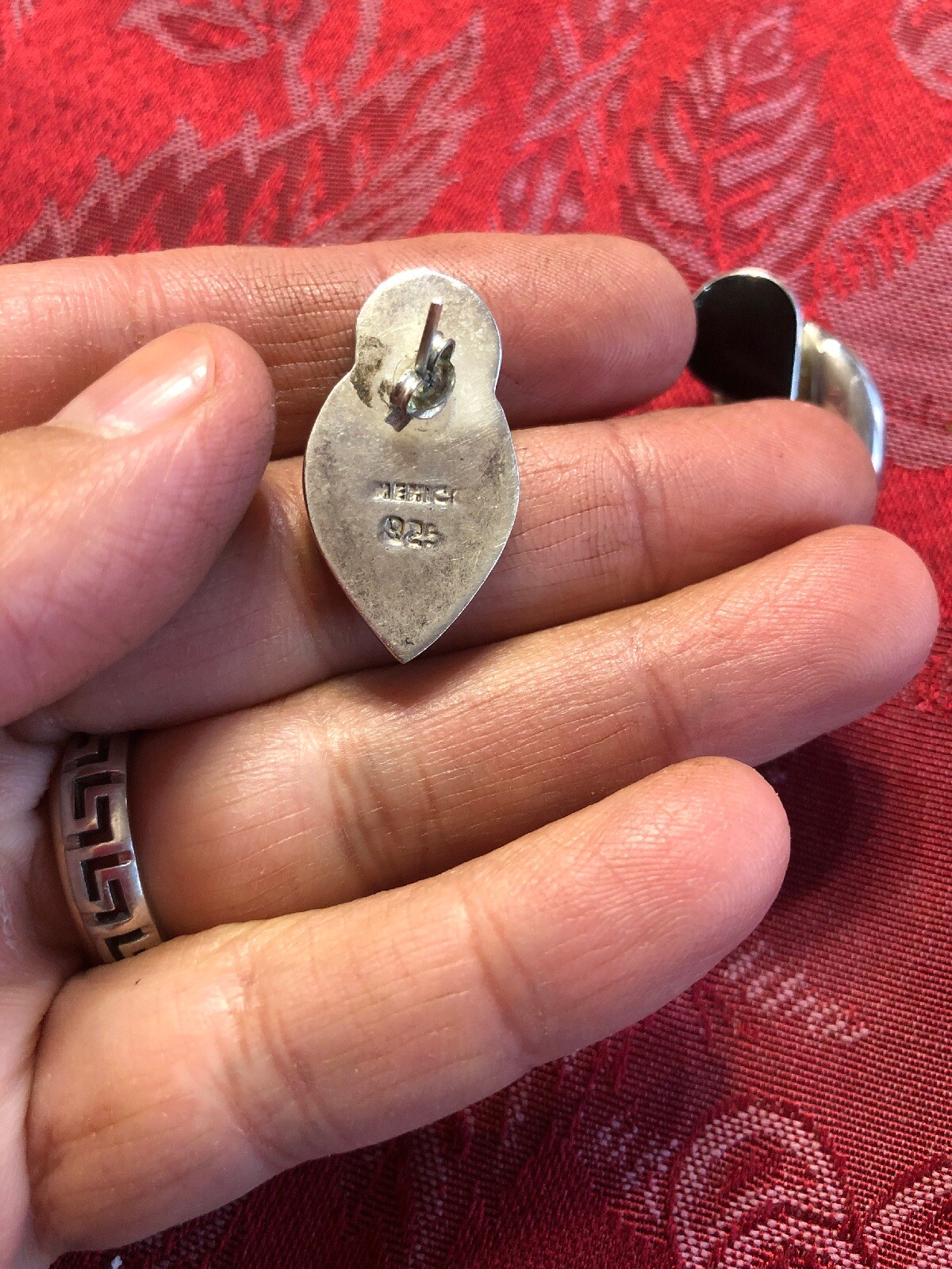 Streling Silver 925 Heart Shape Tear Drop Onix