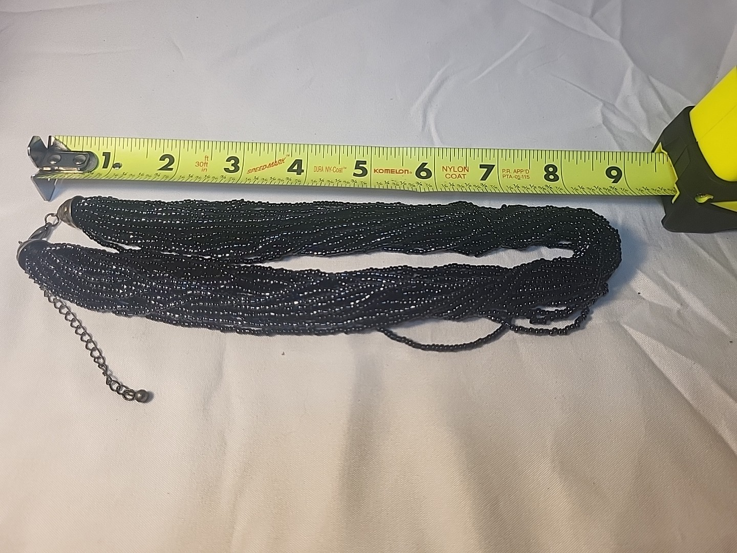 Multiple Strand Seed Bead Necklace Charcoal 16″