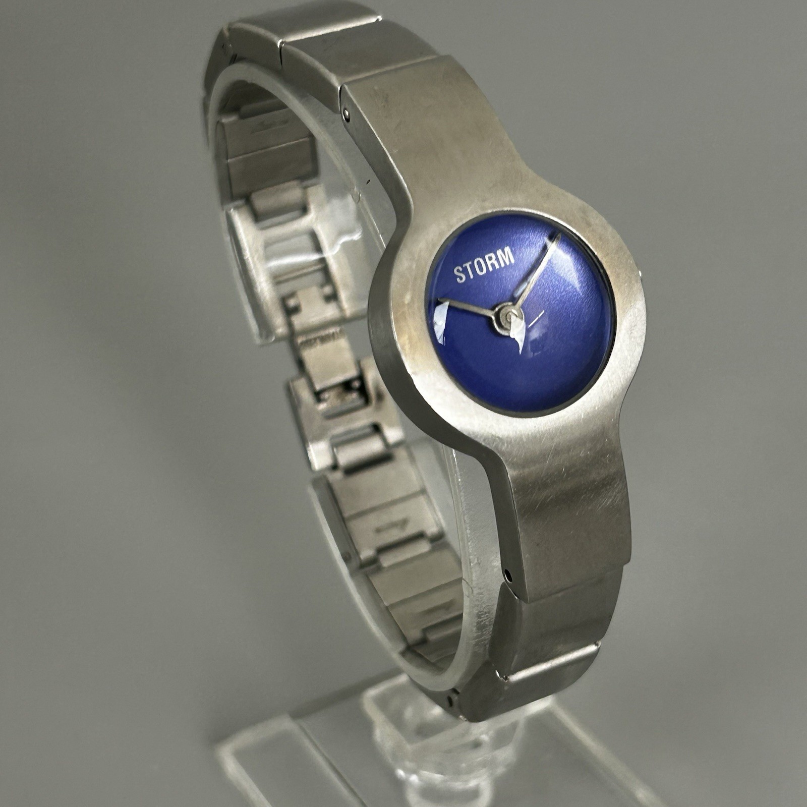 Storm Cubonic Womens Watch Steel Silver Round Purple Dial Ladies New Battery