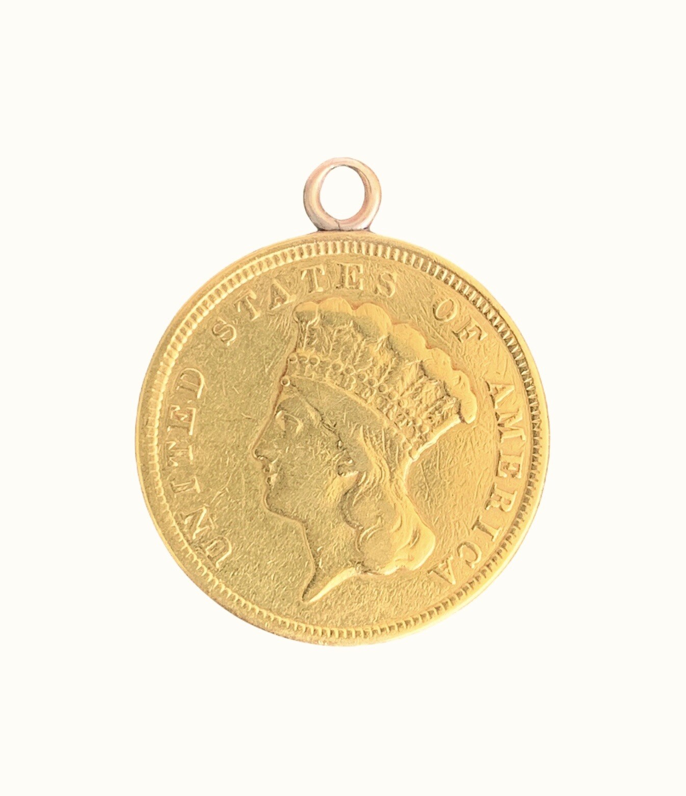 1854 Three Dollar Indian Gold Coin $3 Coin Necklace Pendant