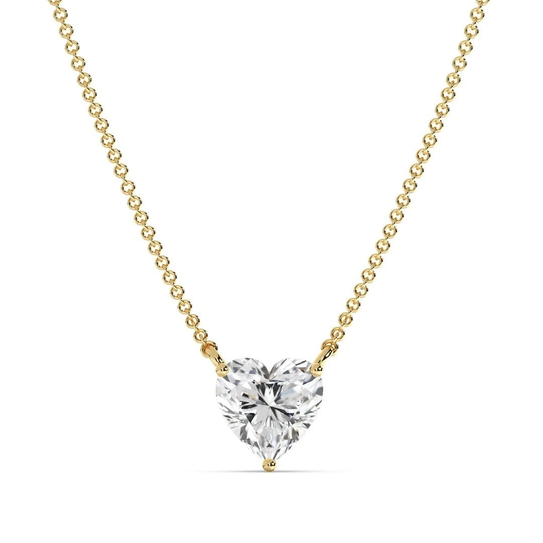 2.00CT Heart Natural Diamond Pendant Necklace For Any Festivals 14K Yellow Gold