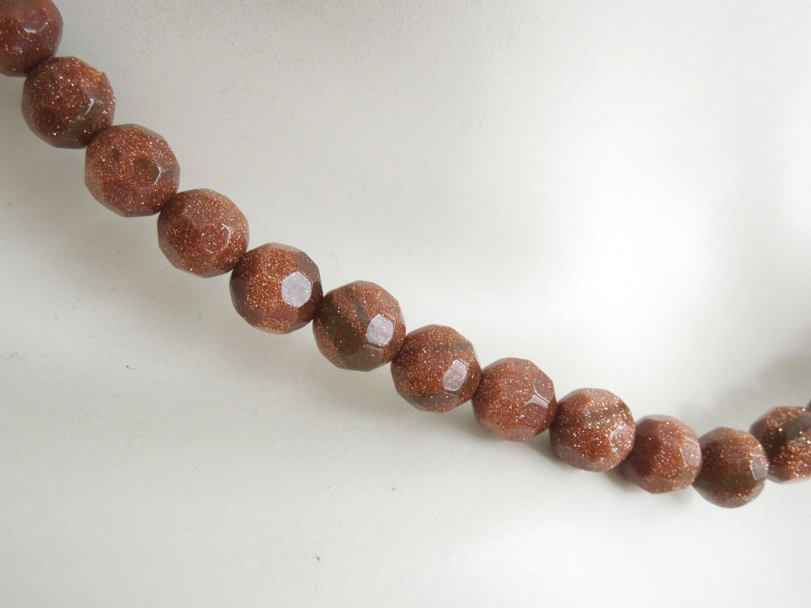 Faceted Goldstone Bead Necklace 36.3 G/44-49 Cm