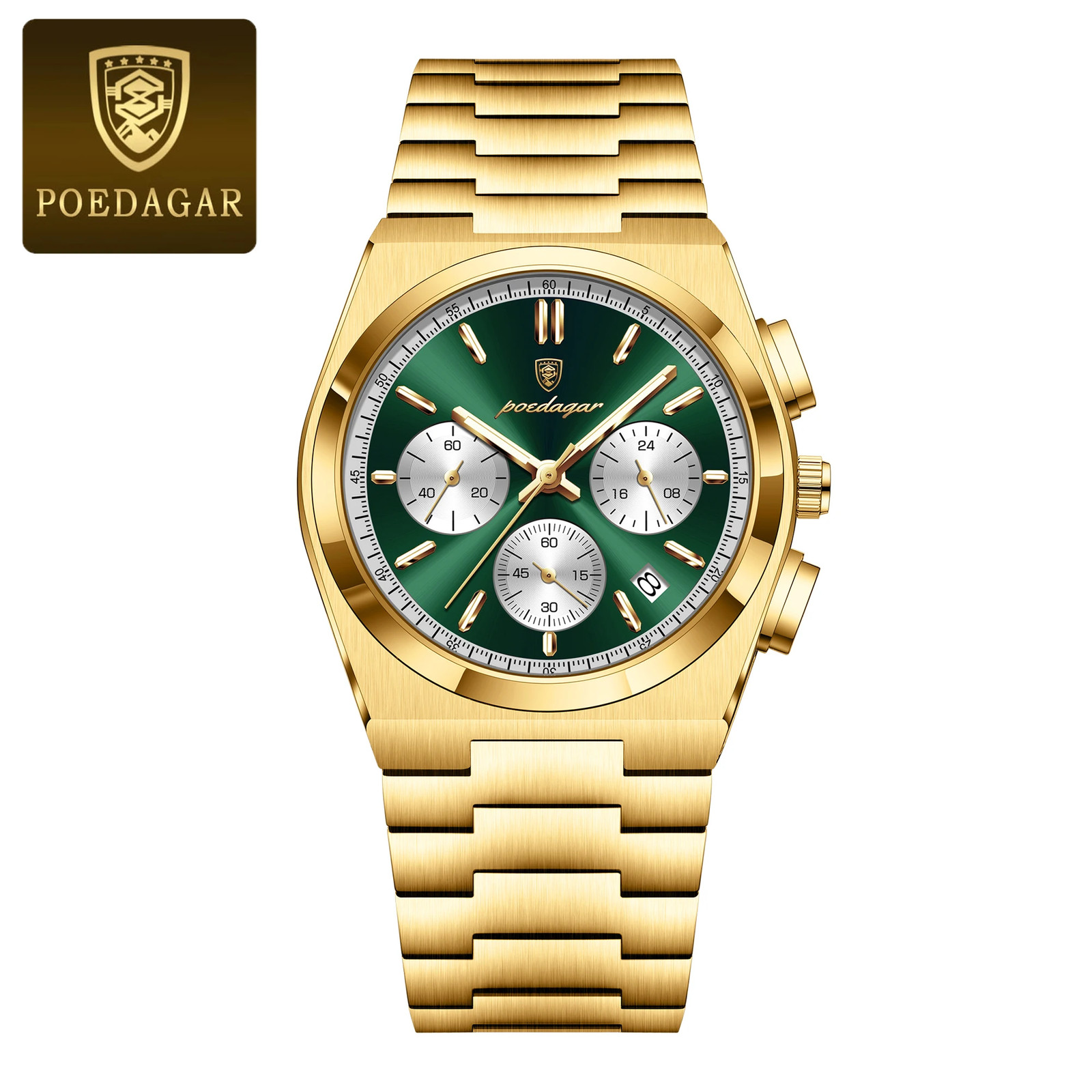 Luxury Man Quartz Chronograph Watch Waterproof Luminous Date 3Bar