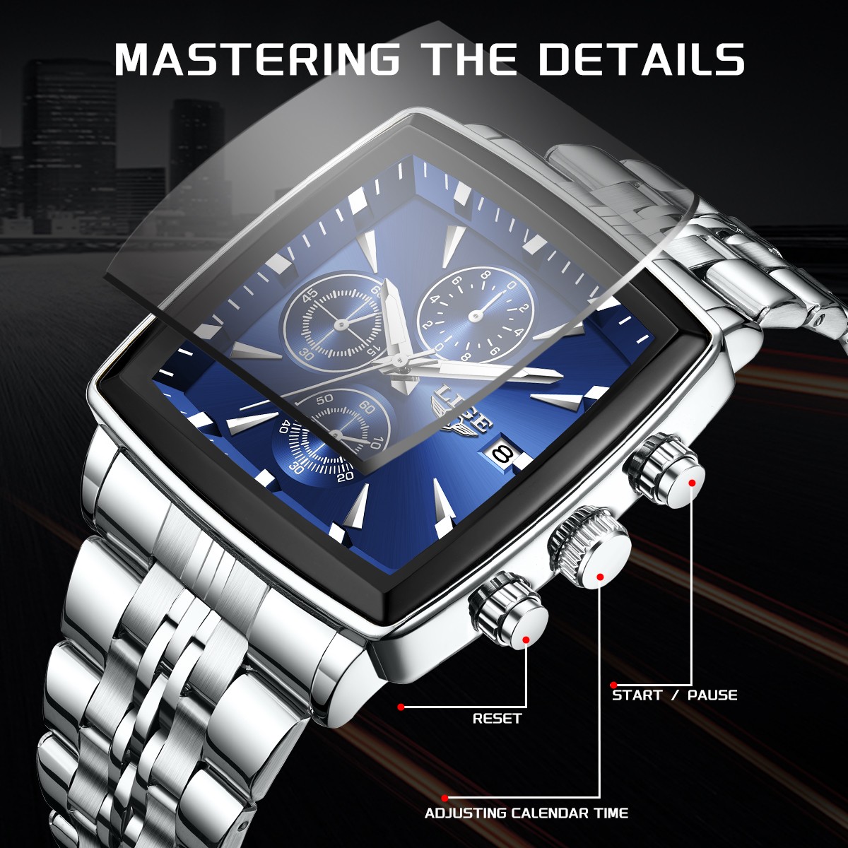 Men Business Watch Stainless Steel Quartz Date Luminous Chronograph Man Watch