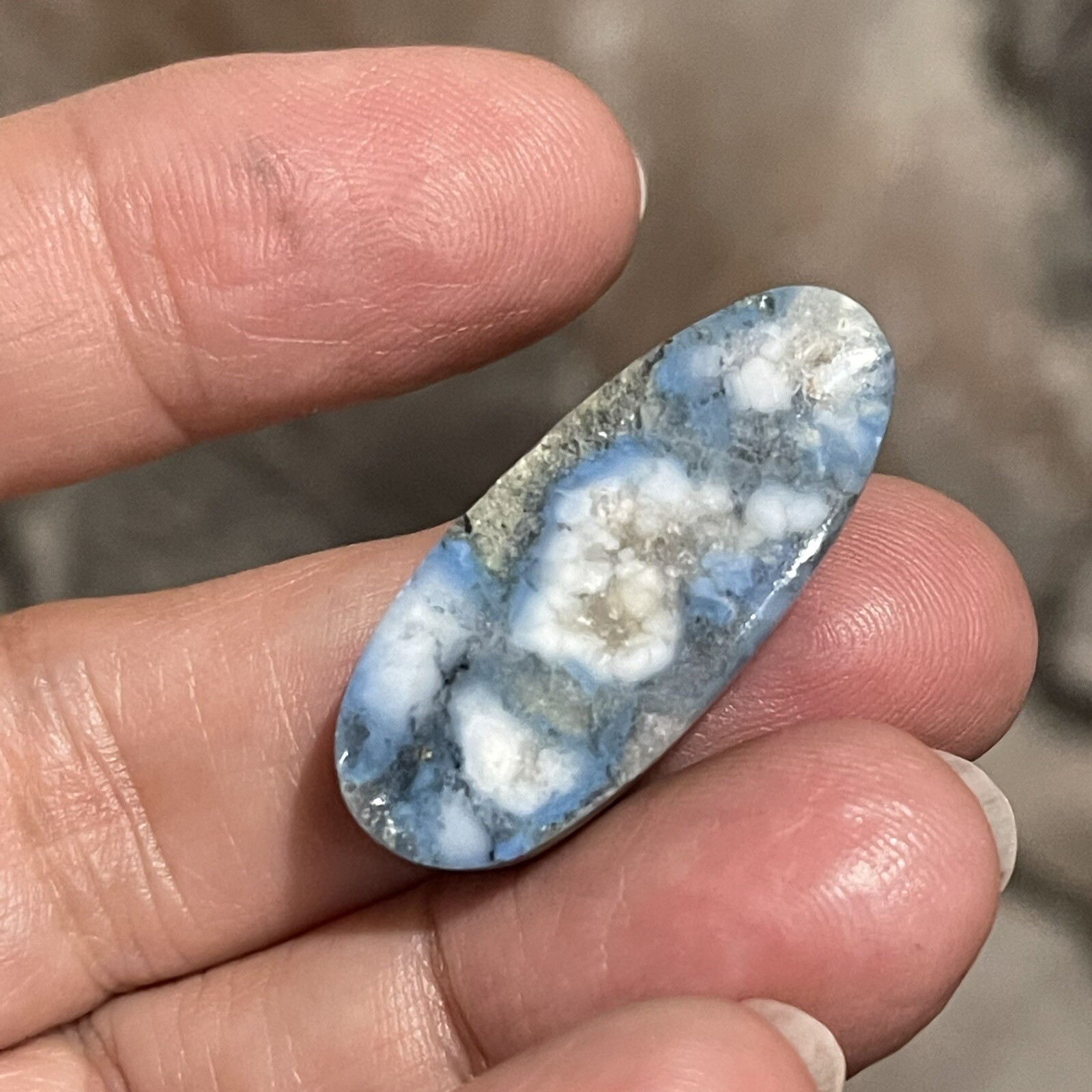 22.4ct 30.6×13.2x7mm White River Stone Lavender Opal Hubei Turquoise Cabochon