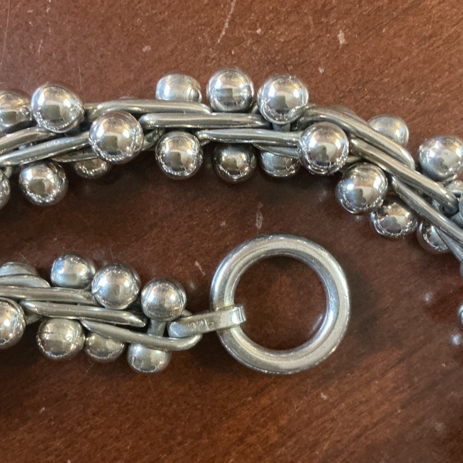 Vintage Sterling Silver 925 DNA twist bead-ball link Necklace