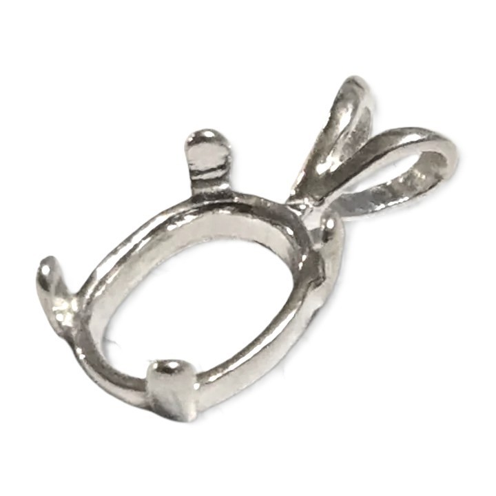 Solid Sterling Silver 7X5- 12X10 Oval Cabochon Setting Mount Pendant