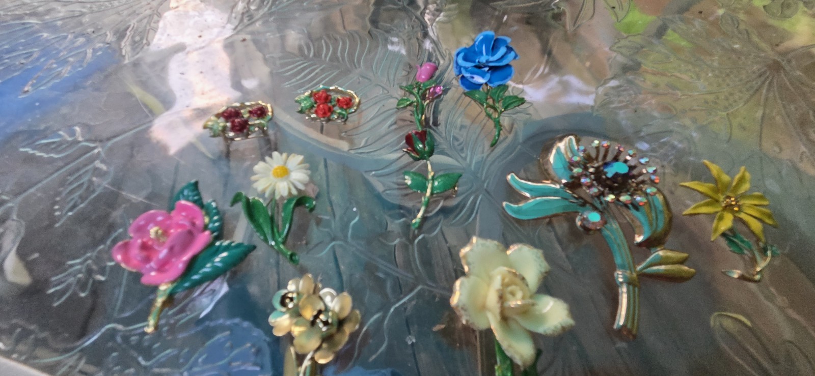 Vintage Enamel Flower Brooch Pin Lot Signed Coro Gerrys Avon Sarah Coventry Gold