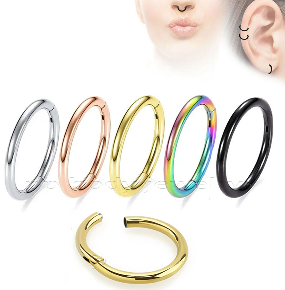 Hinged Seamless Segment Ring Cartilage Nose Hoop Labret Earring Septum
