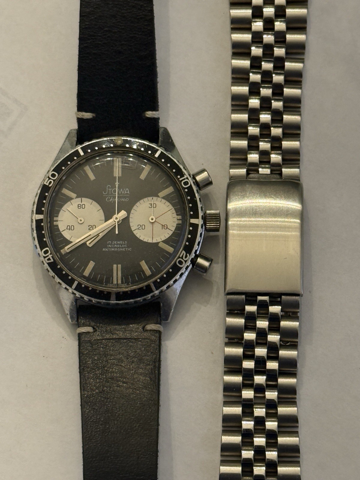 Vintage1968 Stowa Big Eye Chronograph Panda Valjoux 7733 Movement