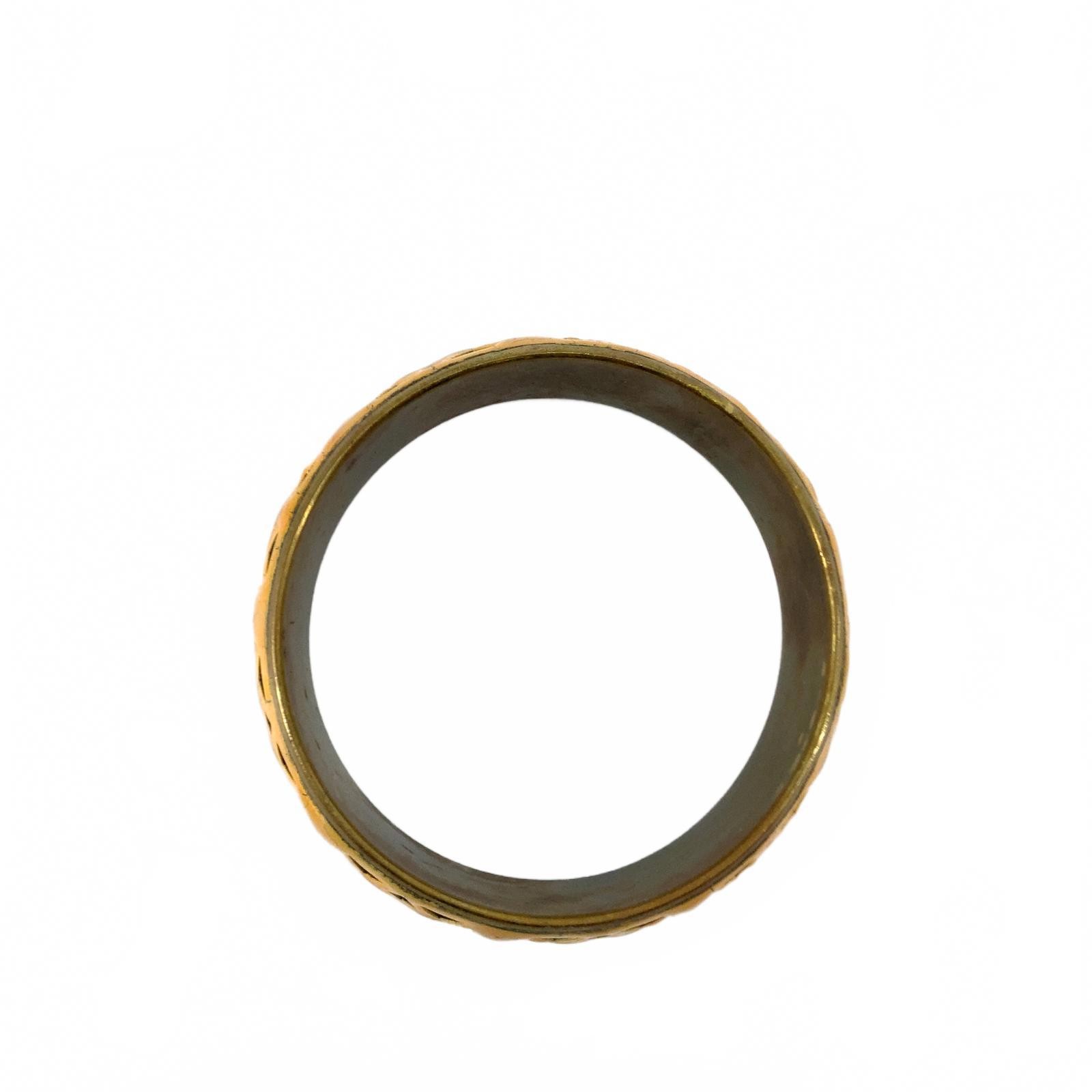 Vintage Brass Mustard Yellow Enamel Geometric Cutout Bangle Boho Cuff Bracelet