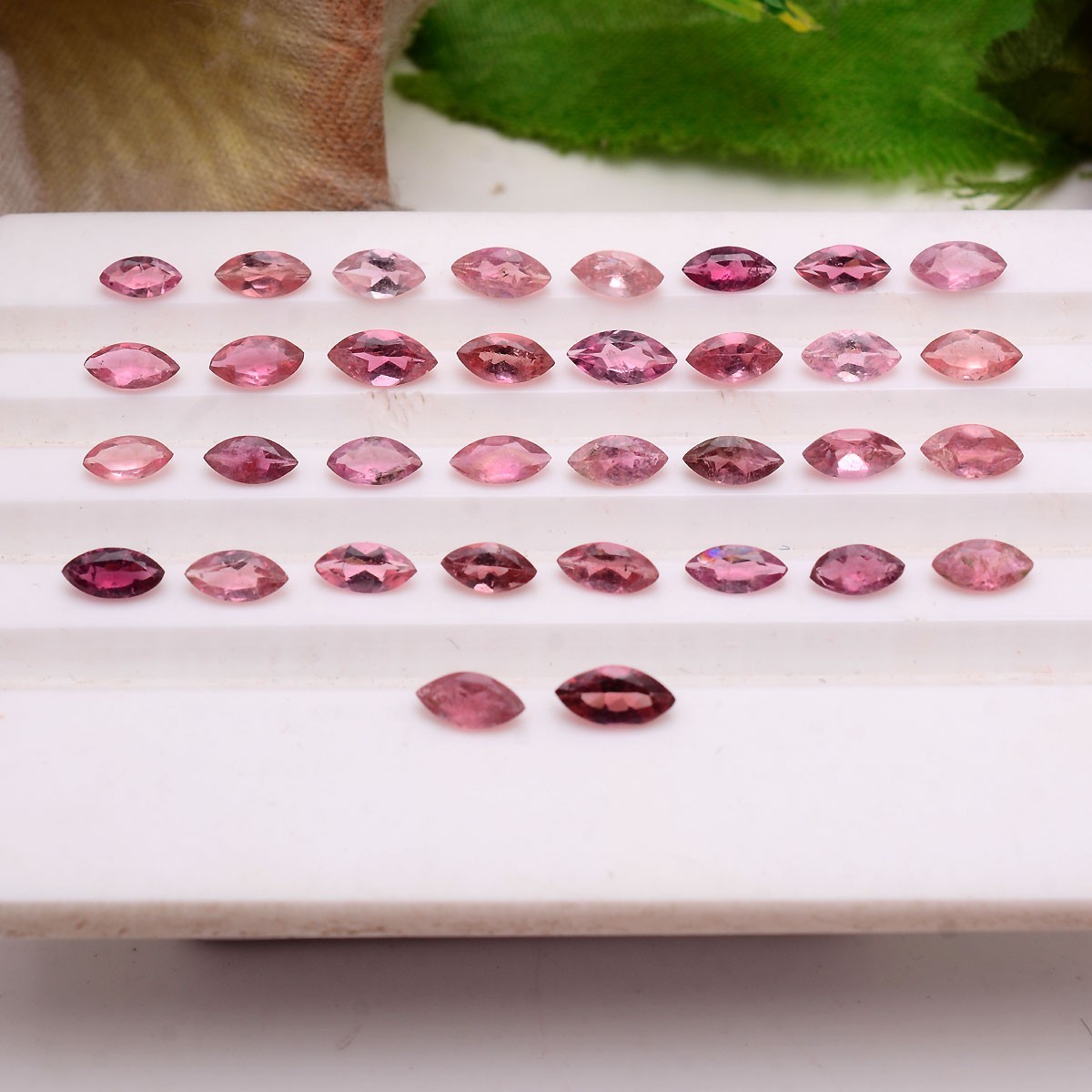 Set 33 Pcs Natural Pink Tourmaline 5mm-6mm Marquise Cut Untreated Gemstones Lot
