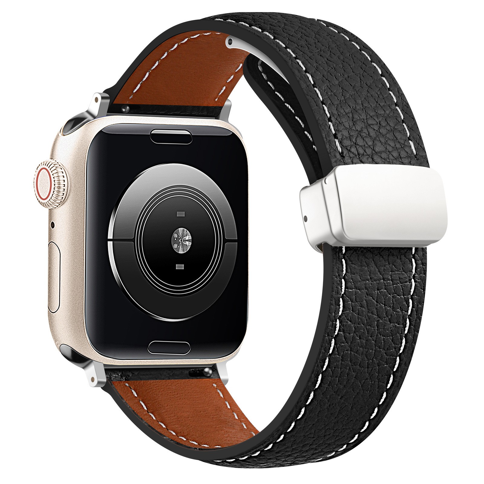 Fits Apple S10 9 8 Watch Strap Folding Clasp Band Leather 38/40/41/42/44/45/49mm