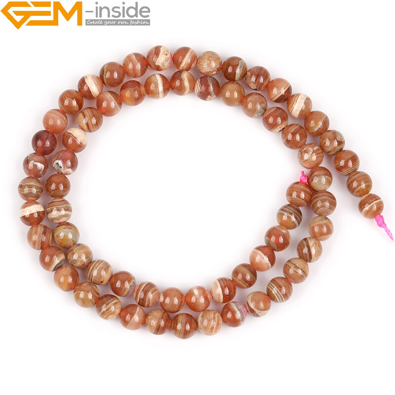 Argentina Rhodochrosite Beads 15″ – Natural Stone AA Dark Pink Round Strand