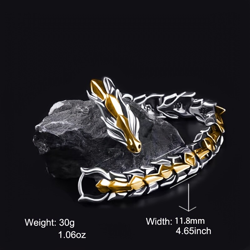 Vintage Men Hip Hop Punk Head Dragon Bracelet Retro Dragon Bracelet Jewelry Gift