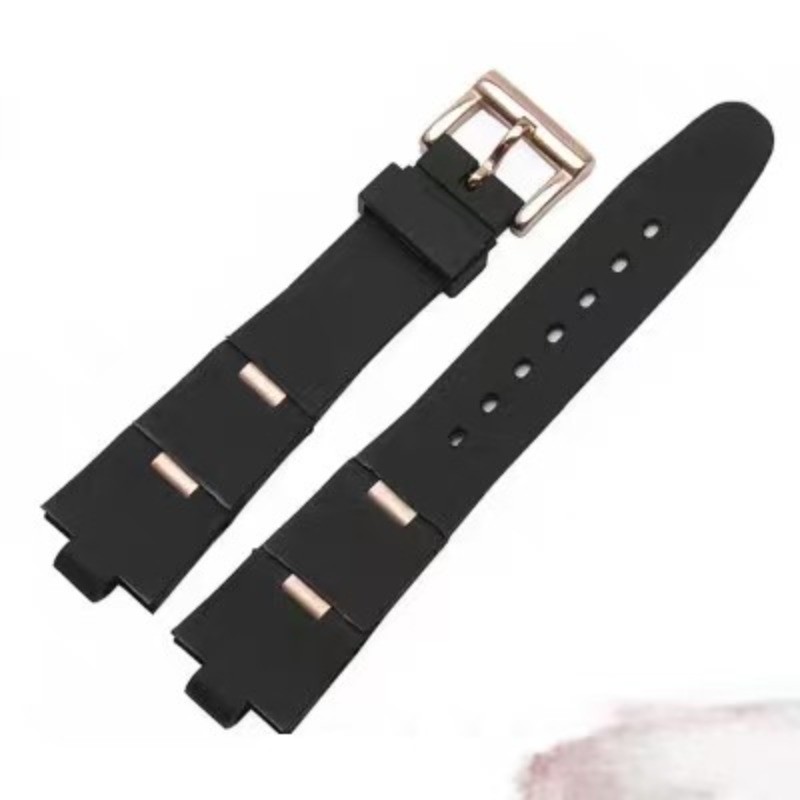 22mm*8mm 24mm*8mm Rubber&Stainless Steel Watchband Strap Fit for Bvlgari Diagono