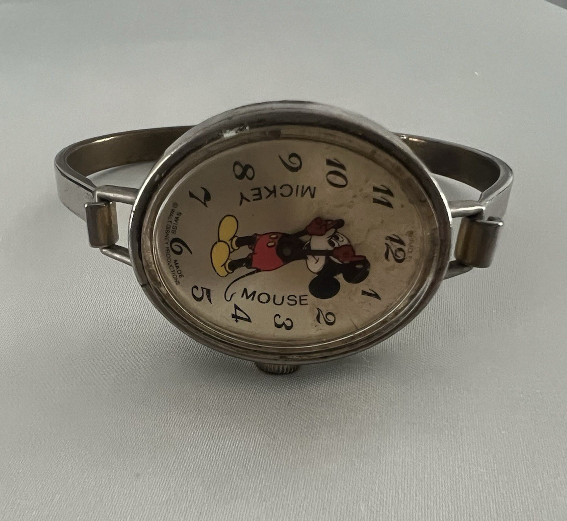 Bradley Disney Mickey Mouse Women’s Vintage Oval Analog Bangle Watch