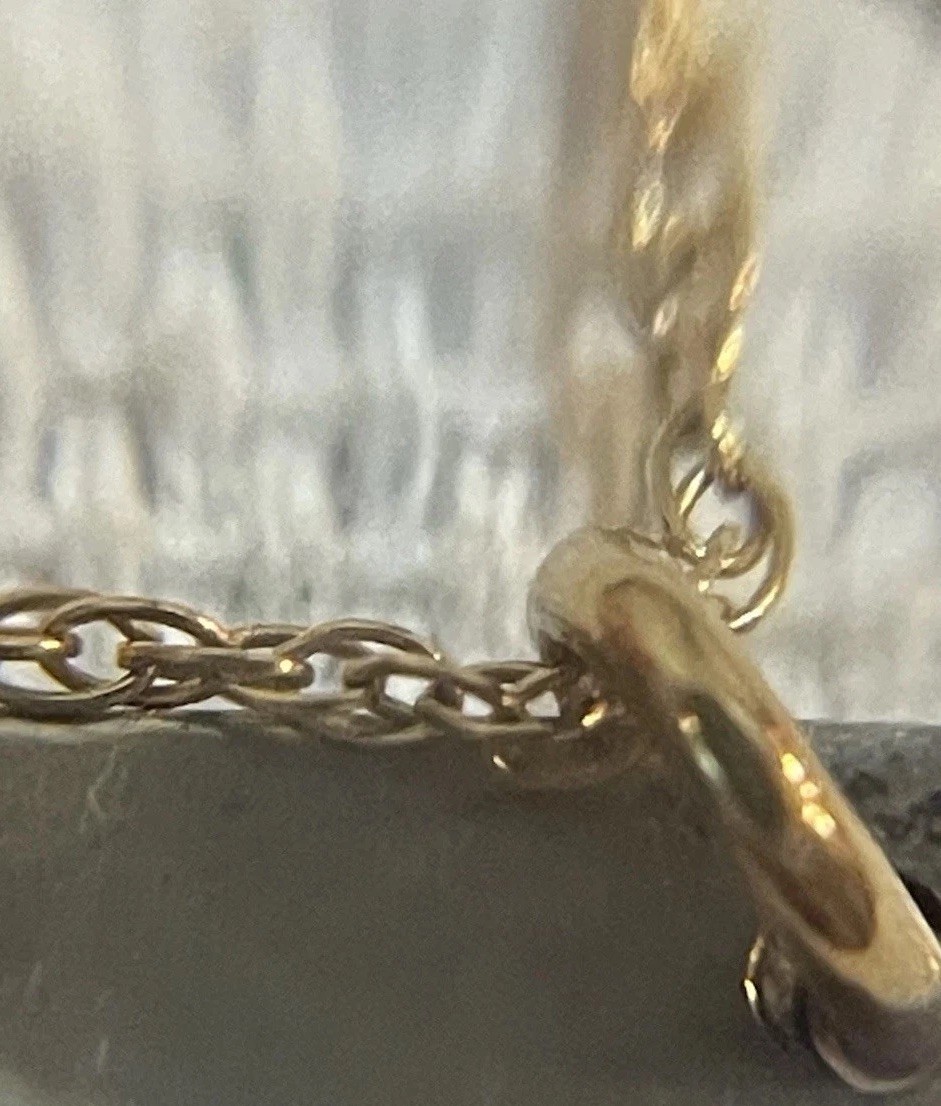 Vintage 14K Gold Chain Necklace Sterling Silver Rectangular Bar Pendant 2.3g 16”