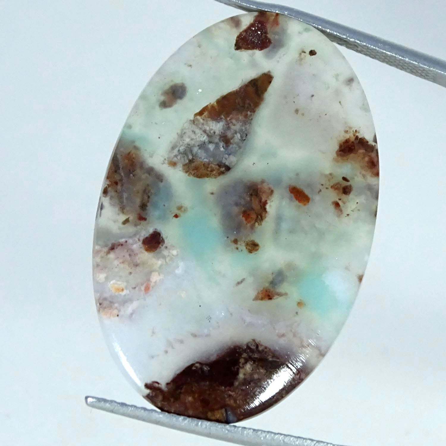 23.10Cts RARE Natural Aqua Chalcedony Oval Cabochon Gemstone 22X34X4MM
