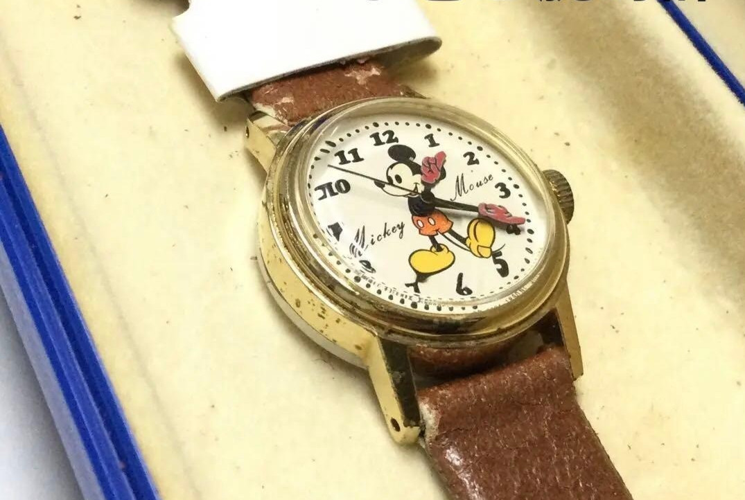Seiko Disney Time Mickey Mouse Hand Wind Watch 1970s Vintage w/ Box Manual Rare