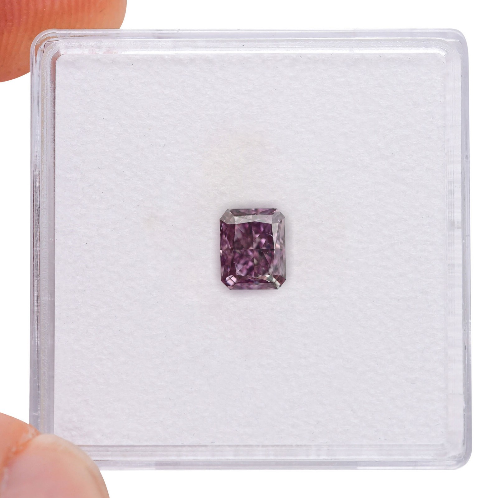 0.11 Ct Natural Radiant Diamond Fancy Deep Purple-pink I1 Loose GIA Certified