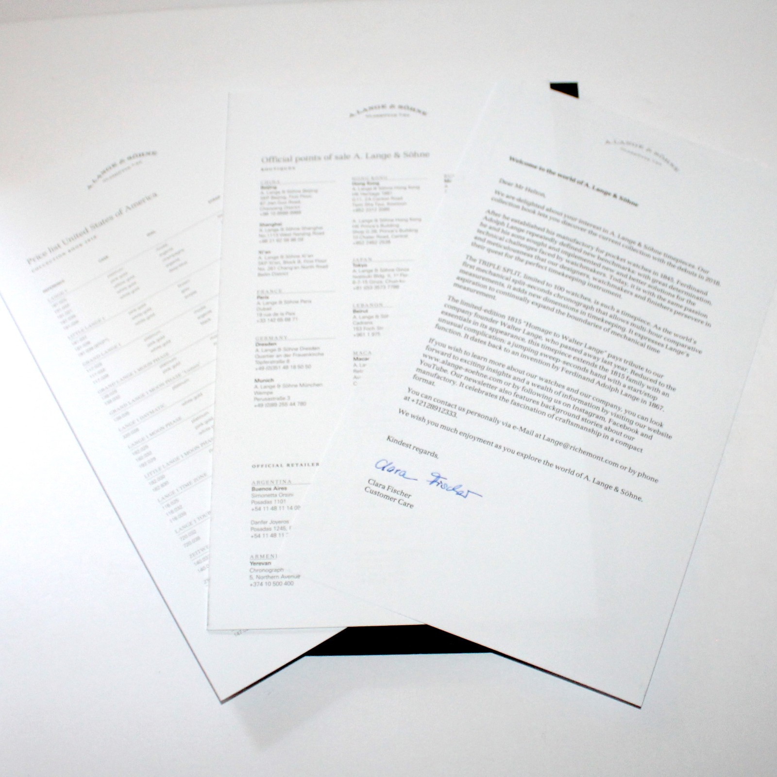 A Lange & Sohne Collection Book 2018 watches catalog paperwork
