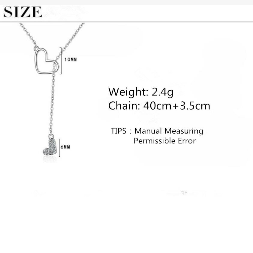 ZARD Heart Charm CZ Pave Sterling Silver Pendant Lariat Y Necklace