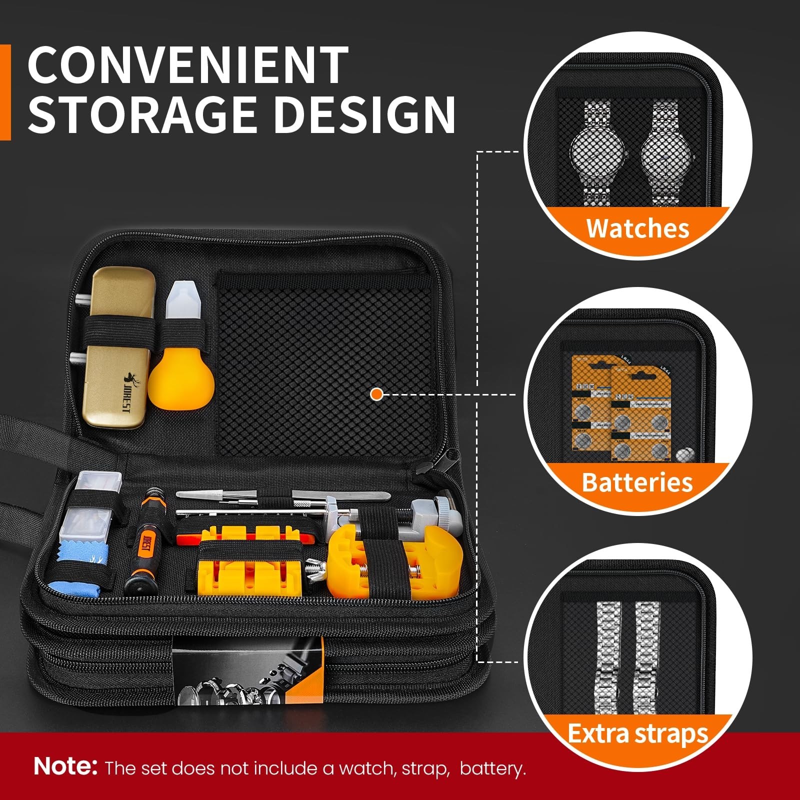 Watch Repair Tool Kit – Battery Replacement, Strap Adjustment, Case Opener, Link