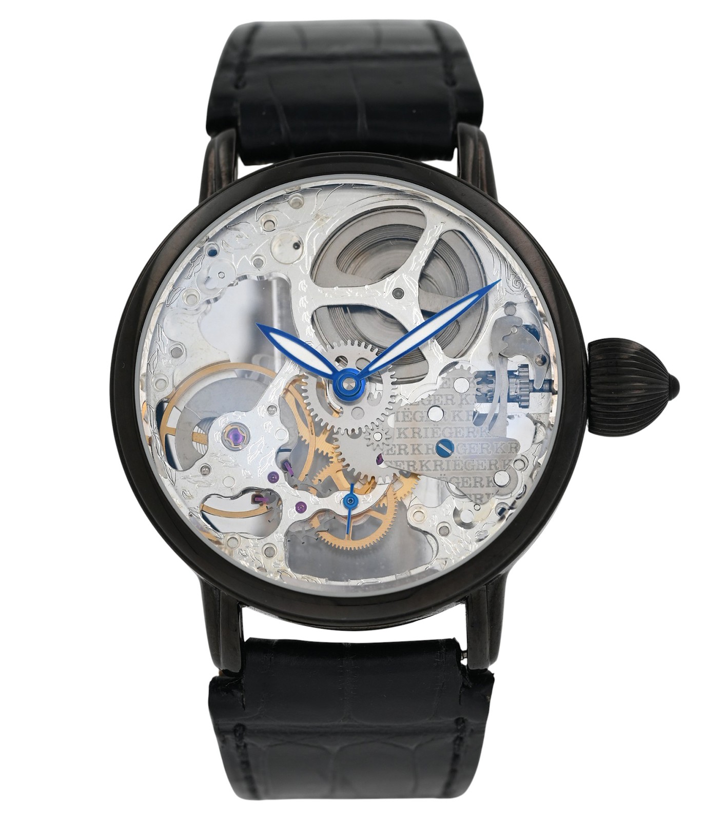 Krieger Gigantium K7007 Skeleton Black PVD Steel 43MM Men’s Manual Winding