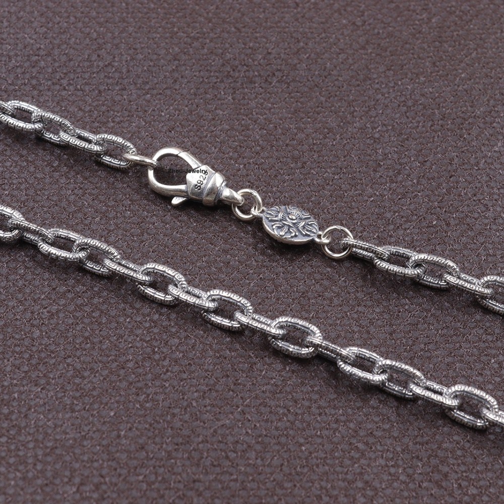 Real 925 Sterling Silver 5mm Cable Link Chain Necklace 23.6inch Fine Jewelry