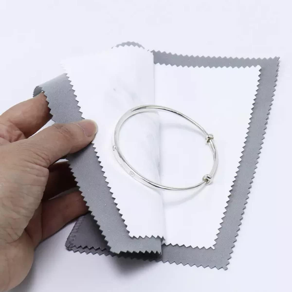 4Pcs Silver Polishing Cloth Large Jewelry Cleaning Cloths,Multi-Layer Double-Sid