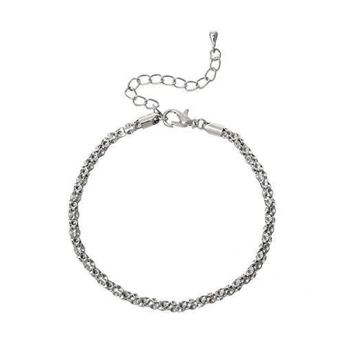 8 1/8 European Charm Bracelet Lobster Clasp Snake Chain with 2 Extender Can Hold