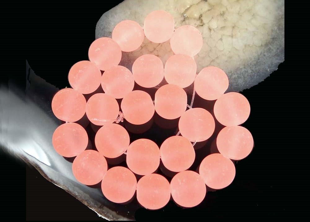 25 Frosted Sea Glass Round / Rocaille Beads Matte – light Salmon 8mm