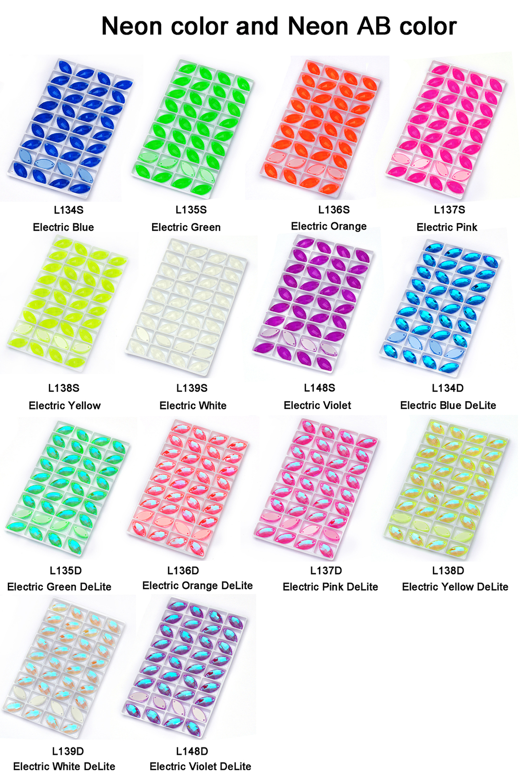 Navette Crystal Neon Sew On Rhinestones Fluorescence Mocha Sewing accessory