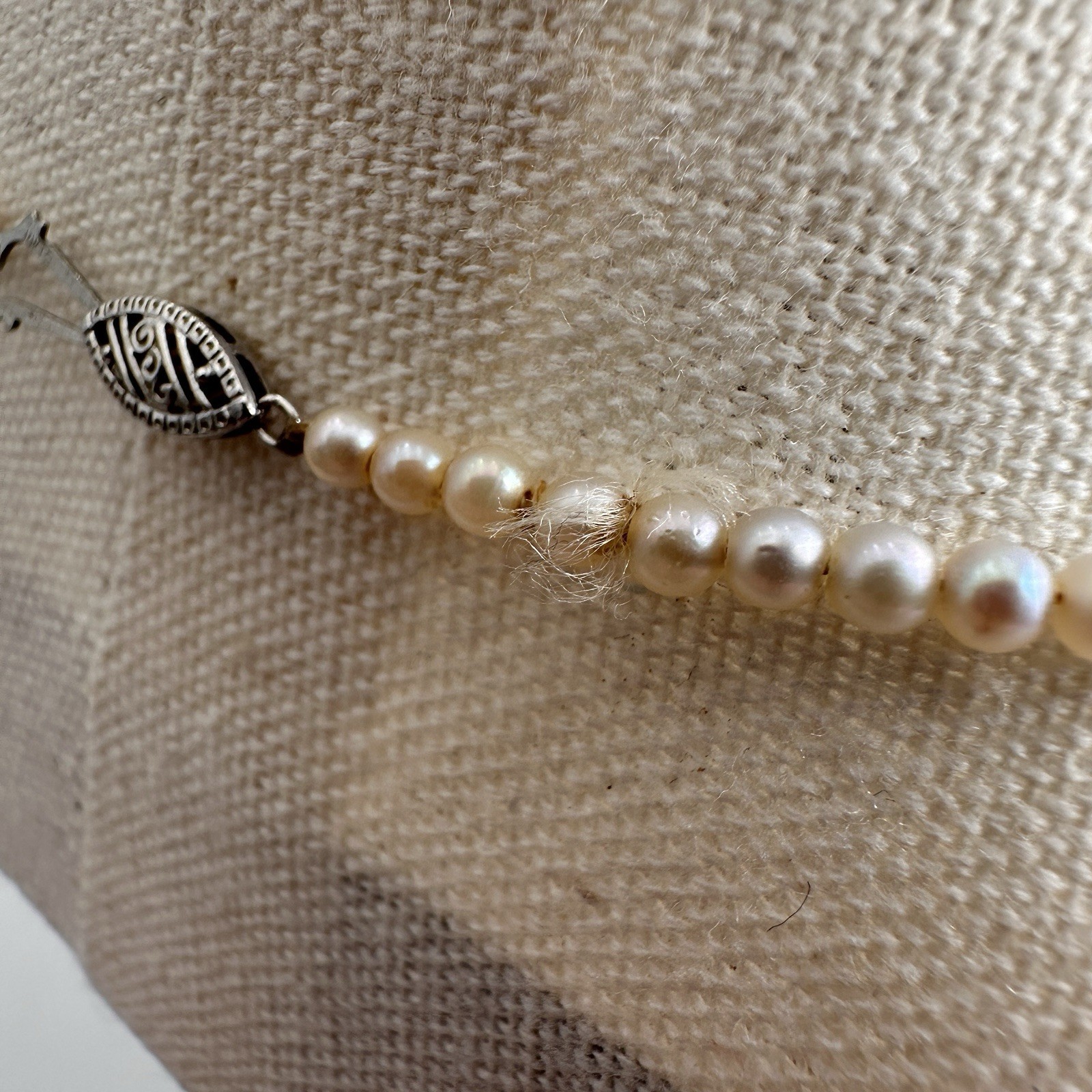 Vtg Graduated Cultured Seed Pearl Necklace 15in 10KTS Clasp Estate Heirloom MCM