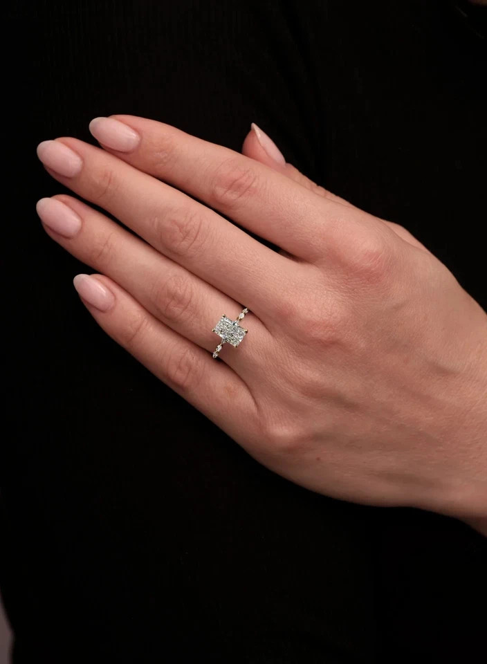 14K Yellow Gold Plated 2.15Ct Radiant Cut Lab Created Diamond Solitaire Ring