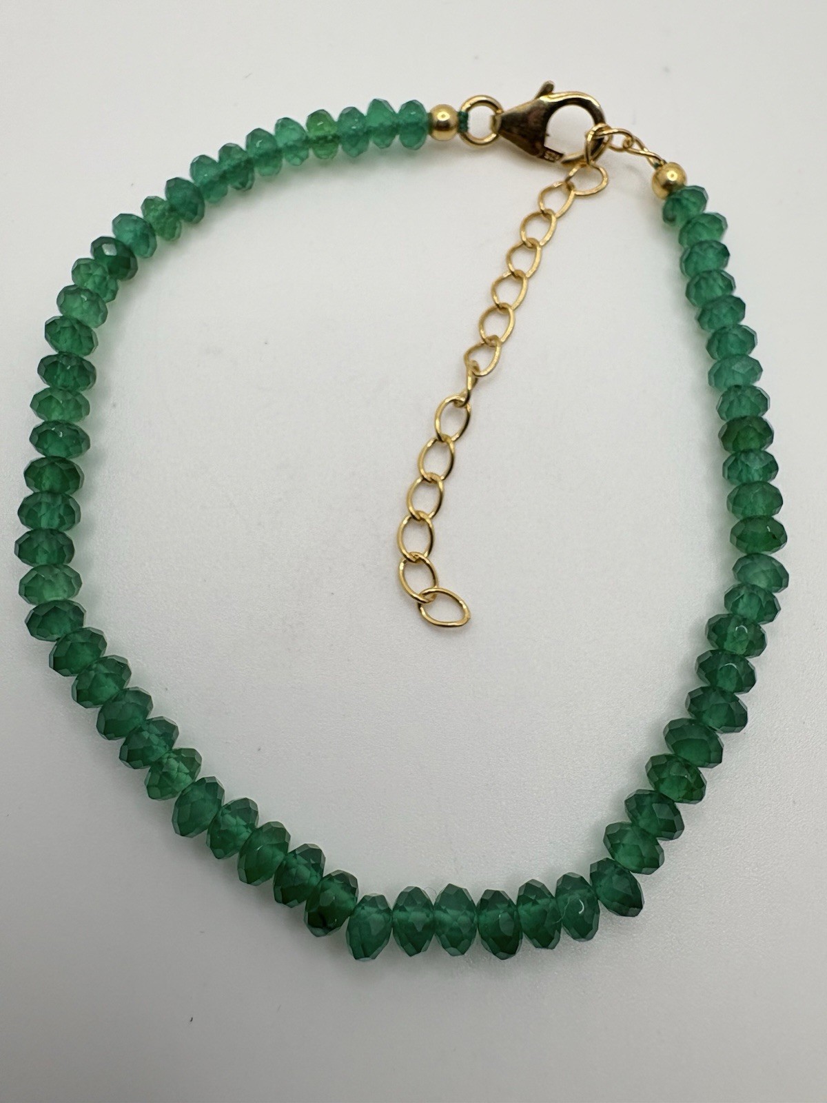 Verde Onyx Beaded Bracelet Sterling Silver 7.25-9.5 in