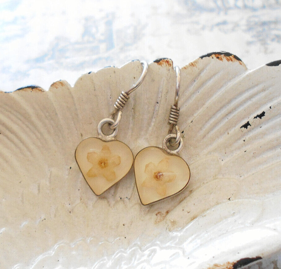 Charming Sterling Silver Dried Flowers in Resin Earrings 30Z50-8