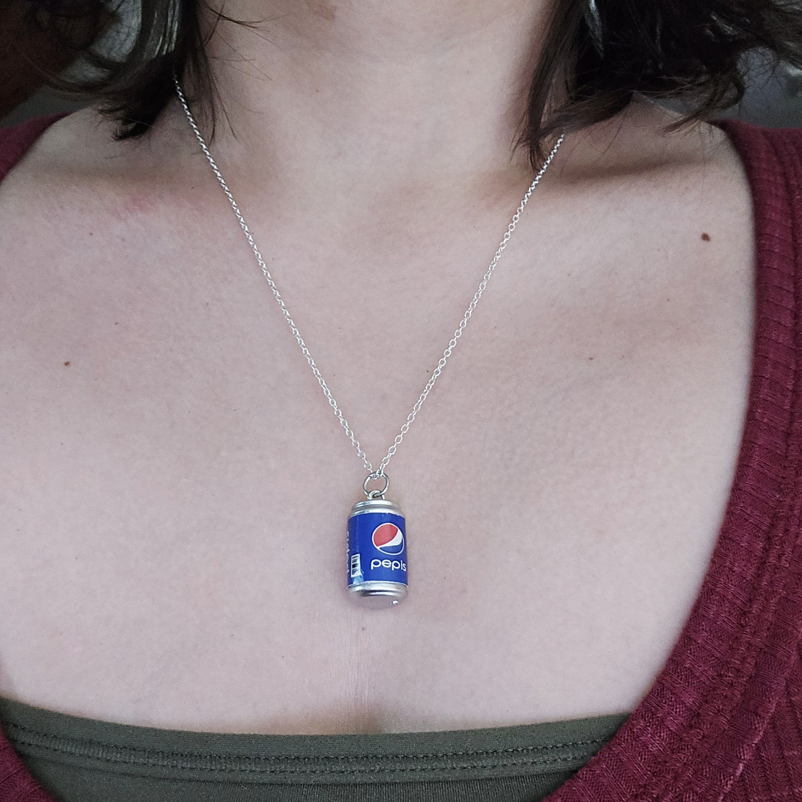Dainty Silver Pepsi Pepis Necklace