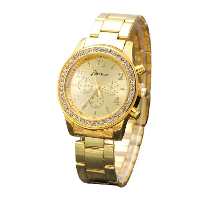 Woman’s Geneva Watch Diamond Alloy Steel Belt High Quality Luxury Watch