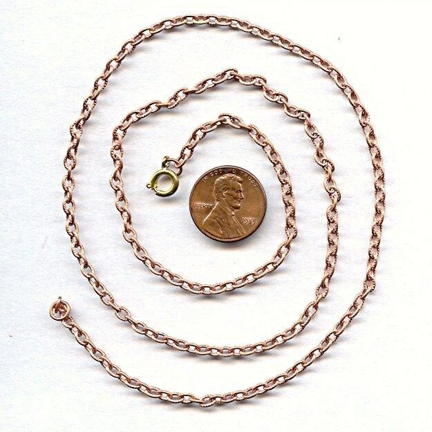 36 PIECES VINTAGE COPPER COATED STEEL KNURLED CABLE 24″ CHAIN NECKLACES T75