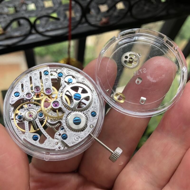 For ST3600SK Skeleton Hollow Winding Clone For ETA6497 Replacement Movement