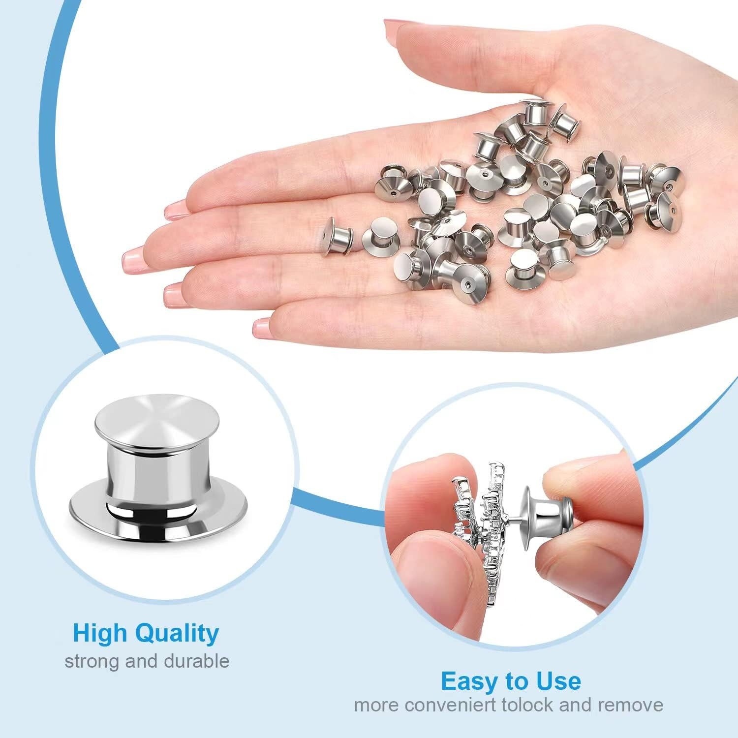 40PCS Locking Pin Back Locking Pin Keeper Clasp, Metal Pin Backing for Brooch En