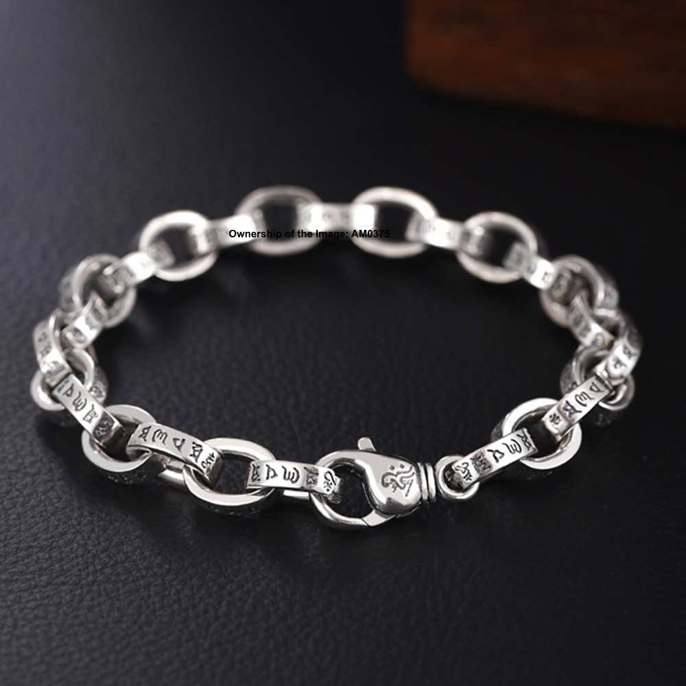 Real S925 Sterling Silver Bracelet 8mm Oval Link Bracelet Women Men 7.1-8.7inch