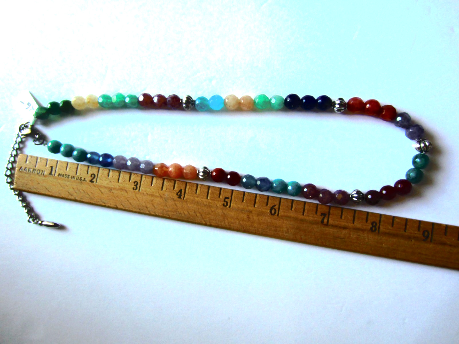 OOAK Multi-colored Faceted Jade Beaded Necklace 18.25″-21″