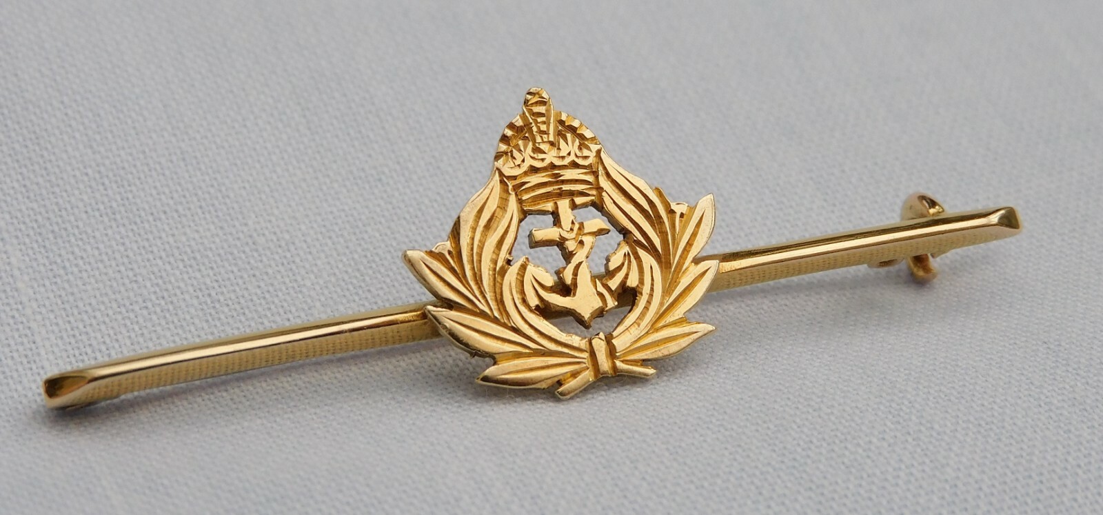RARE WORLD WAR 1 WW1 9CT YELLOW GOLD ROYAL NAVY SWEETHEART BAR BROOCH 2.6g
