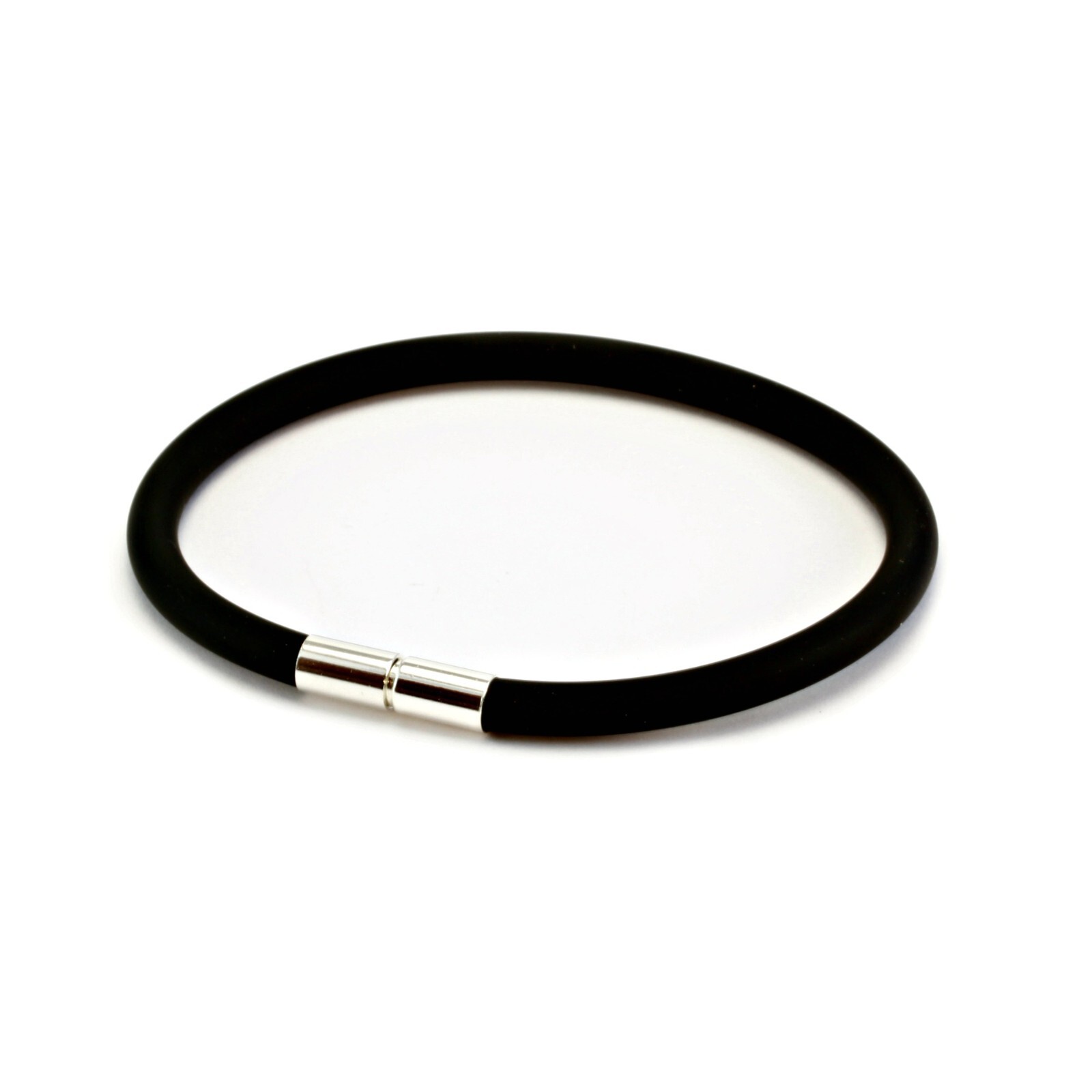 Men’s/Ladies Chunky rubber Bracelet–Sterling Silver Twist Clasp-5mm rubber Cord