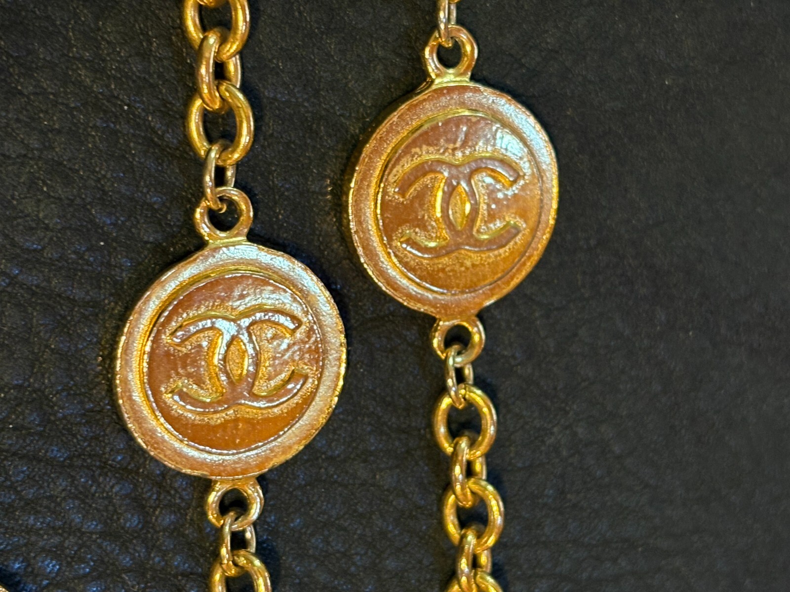 CHANEL Necklace AUTH Coco CC chain Rare Pendant Gold 180cm Choker Medal Coin F/S